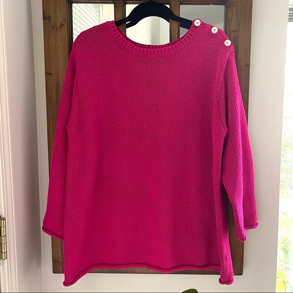 Lauren Ralph Lauren Women’s Pink Fuchsia Button Accent Detail Knit Sweater US 2X